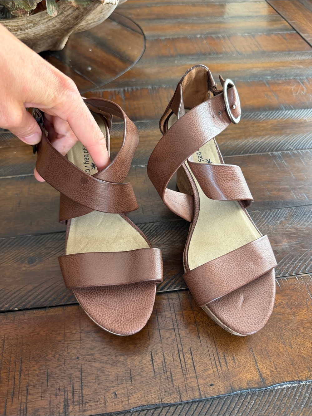 Montego Bay Club Brown Strappy Wedge Sandals